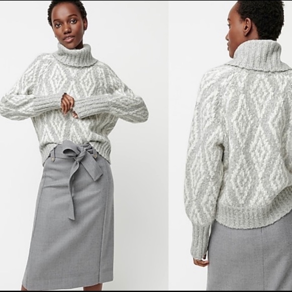 J Crew Gray Chunky Alpaca Turtleneck 